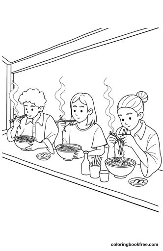 Ramen counter, a free Food coloring page for Teens