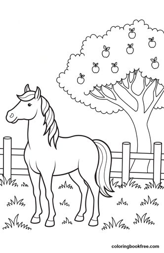 Horse meadow, a free Animals coloring page for Kids